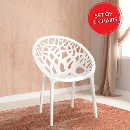 nilkamal Crystalpp Plastic Chair in Milky White Finish Set of 2 image 2