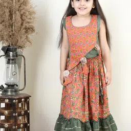 here&now x kinder kids Kinder Kids Girls Printed Cotton Ready to Wear Lehenga Choli image 1