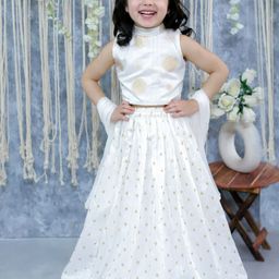 BownBee Girls Woven Design Sequinned Ready to Wear Lehenga & Blouse With Dupatta-picture-0