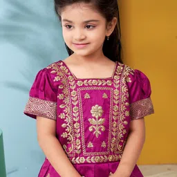 Aarika Girls Embroidered Thread Work Ready to Wear Lehenga & image 2