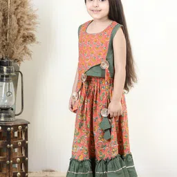 here&now x kinder kids Kinder Kids Girls Printed Cotton Ready to Wear Lehenga Choli image 3