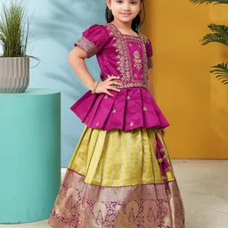Aarika Girls Embroidered Thread Work Ready to Wear Lehenga & image 3