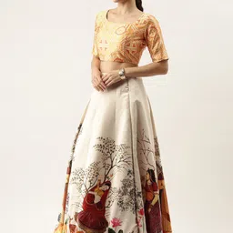 Kaizen TEXO FAB Printed Semi-Stitched Lehenga & Unstitched Blouse image 5