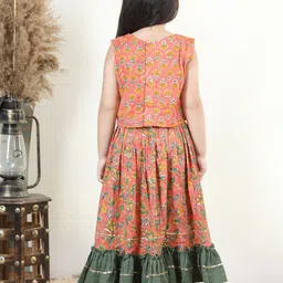 here&now x kinder kids Kinder Kids Girls Printed Cotton Ready to Wear Lehenga Choli image 4