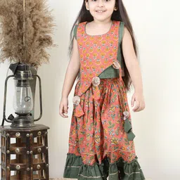 here&now x kinder kids Kinder Kids Girls Printed Cotton Ready to Wear Lehenga Choli image 5