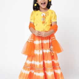 LIL DRAMA Girls Printed Shibori Ready to Wear Lehenga & Blouse With Dupatta-picture-23
