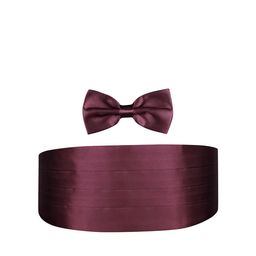 PELUCHE Unisex Maroon Satin Bow Tie & Cummerbund-picture-13