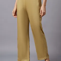 AURELIA Women Gold-Toned Solid Straight Palazzo image 2