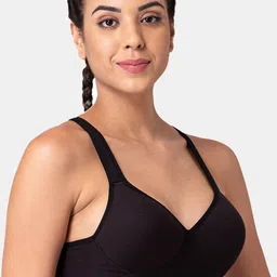 Tweens Pack of 2 Black Solid Non Wired Full Coverage T-shirt Bras TLW-405-2PC-BLK-Black image 3