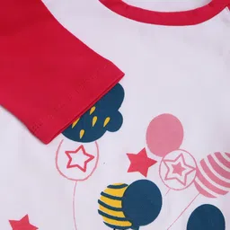 YK Girls Red & White Printed Night suit image 5