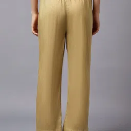 AURELIA Women Gold-Toned Solid Straight Palazzo image 3