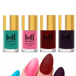 MI FASHION Set Of 4 Velvet Matte Long Lasting Nail Polish- 9.9 ml Each-picture-19
