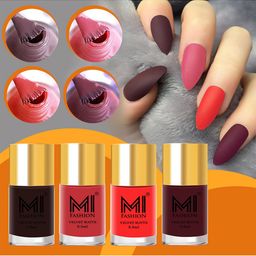 MI FASHION Set Of 4 Velvet Matte Long-Lasting Nail Polish - 9.9ml each-picture-41