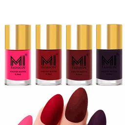 MI FASHION Set Of 4 Velvet Matte Long Lasting Nail Polish- 9.9 ml Each-picture-22