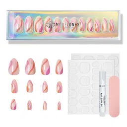 Modelones 24Pcs Short Almond Press On Nail Kit - Falling Lwaves Dance-image-93