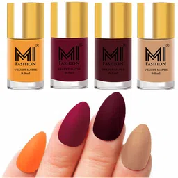 MI FASHION Set Of 4 Velvet Matte Long Lasting Nail Polish - 9.9ml Each-picture-41