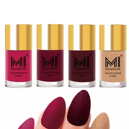 MI FASHION Set Of 4 Velvet Matte Long Lasting Nail Polish- 9.9 ml Each-picture-28