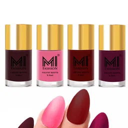 MI FASHION Set Of 4 Velvet Matte Long Lasting Nail Polish- 9.9 ml Each-picture-18
