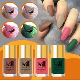 MI FASHION Set Of 4 Velvet Matte Long Lasting Nail Polish- 9.9 ml Each-picture-1