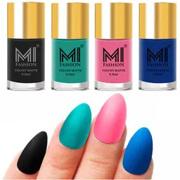 MI FASHION Set Of 4 Velvet Matte Long Lasting Nail Polish - 9.9ml Each-picture-18