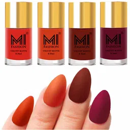 MI FASHION Set Of 4 Velvet Matte Long Lasting Nail Polish- 9.9 ml Each-picture-19