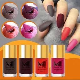MI FASHION Set Of 4 Velvet Matte Long Lasting Nail Polish- 9.9 ml Each-picture-24