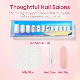 Modelones 24Pcs Fake Medium Square Press On Nails Kit - Miss Code image 3
