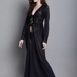 Shararat Self Design Shoulder Straps Net Baby Doll image 4