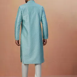 Manyavar Mandarin Collar Ethnic Motifs Printed Kurta with Churidar image 3