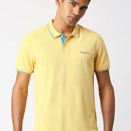 Pepe Jeans Men Pure Cotton Polo Collar Regular Fit T-shirt image 1