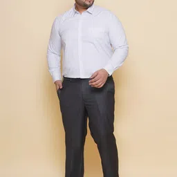 John Pride Plus Size Men Mid-Rise Pure Cotton Formal Trousers image 5