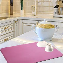 Kuber Industries Blue & Pink 3 Pieces Reversible Water Absorption Dish Drying Mats image 1