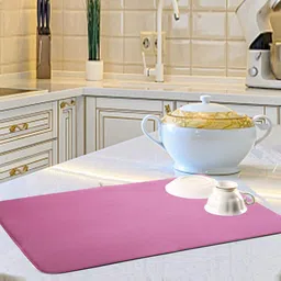 Kuber Industries Pink 3 Pieces Microfiber Reversible Water Absorption Dish Drying Mats image 1