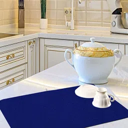 Kuber Industries Blue 3 Pieces Microfiber Reversible Water Absorption Dish Drying Mats image 1