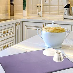 Kuber Industries Purple 3 Pieces Microfiber Reversible Water Absorption Dish Drying Mats image 1