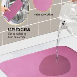 Kuber Industries Pink Microfiber Reversible Water Absorption Dish Drying Mat image 2