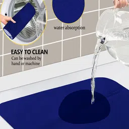 Kuber Industries Blue 3 Pieces Microfiber Reversible Water Absorption Dish Drying Mats image 5