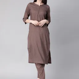 KALINI Striped Straight Kurta with Trousers image 1