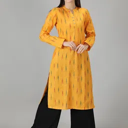 Cot'N Soft Women Yellow Ethnic Motifs Printed Handloom Kurta-picture-30