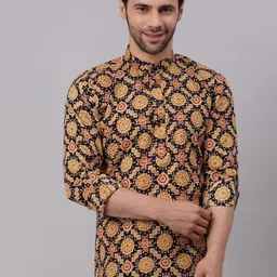 NEUDIS Men Floral Printed Cotton Kurta-image-6