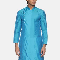 Sethukrishna Men Turquoise Blue Handloom Kurta-picture-14