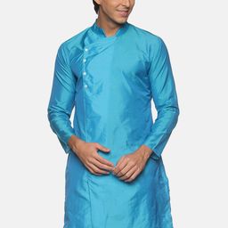 Sethukrishna Men Turquoise Blue Handloom Kurta-picture-13