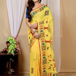 PuJoy Pure Cotton Handloom Taant Saree-picture-41