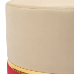 RIANCE CREATIONS Red & Cream Coloured Colourblocked Wooden Ottoman image 2