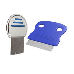 Alexvyan Set Of 2 Metal Small & long Teeth Combo Nit Comb-picture-1