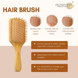 OROSSENTIALS Set Of 2 Neem Wood Hair Brushes image 2