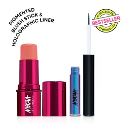 Nykaa Cosmetics Get Cheeky Blush Stick + Waterproof Holographic Eyeliner Combo image 1