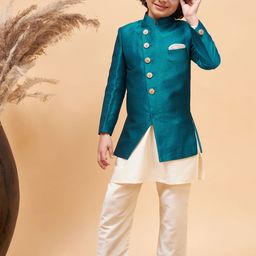 VASTRAMAY Boys Angrakha Style Sherwani Set-picture-24