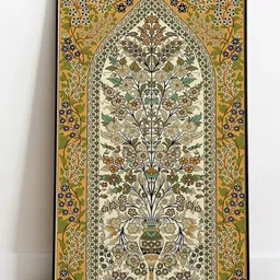 INDIAN CLASSIC ART Yellow Pichwai Yellow Floral Framed Wall Painting-image-25