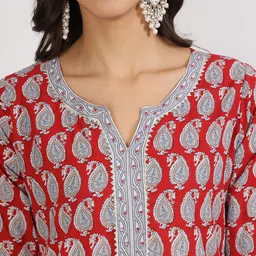 KALINI Paisley Printed Pure Cotton Kurta with Trousers & With Dupatta image 2